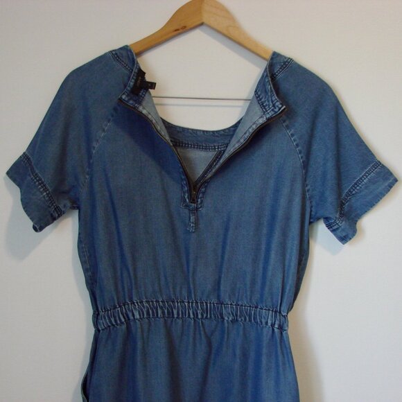 J. Crew Chambray Denim Dress Blue Preppy Tencel Short Sleeve Mini Size Small - Picture 16 of 16